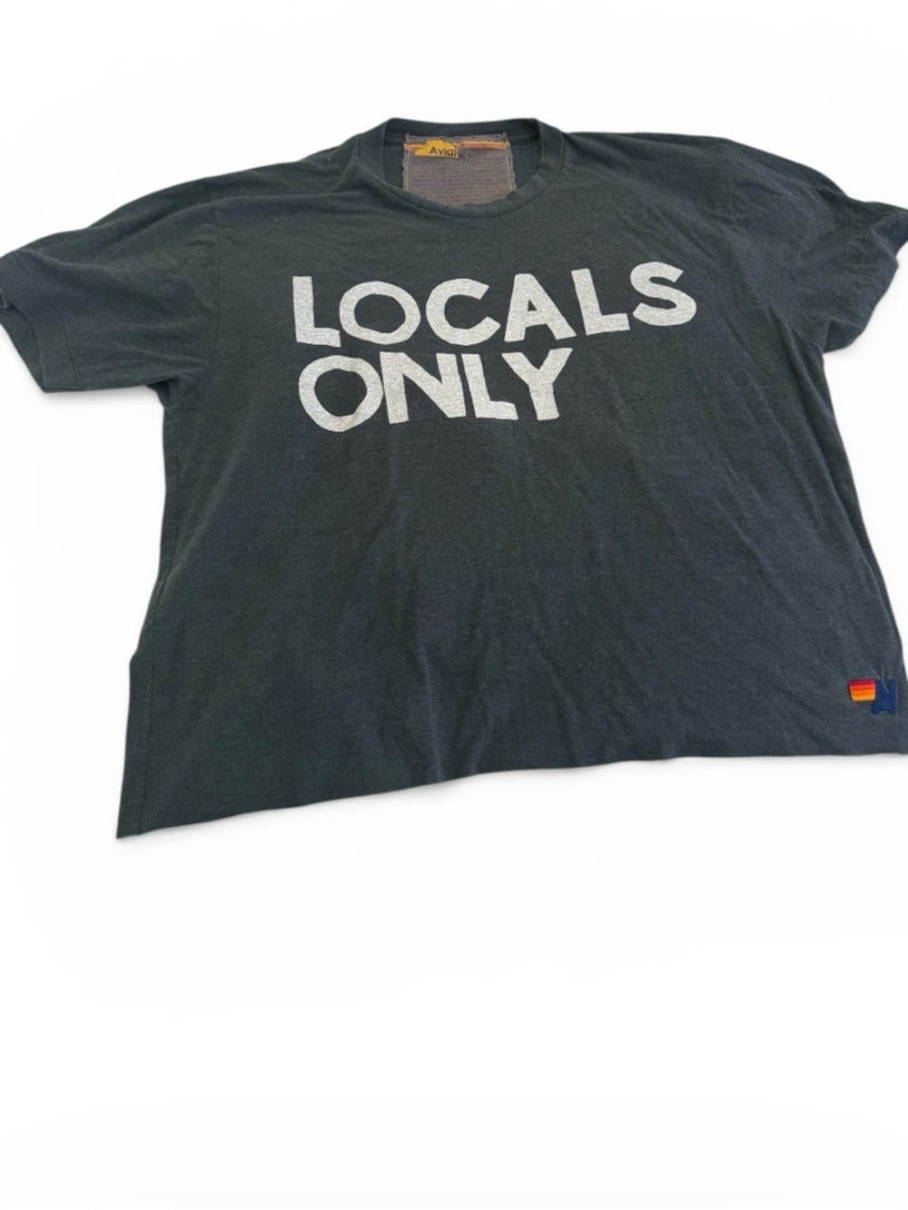Aviator Nation "Locals Only" Short Sleeve Tee in Black with White Print